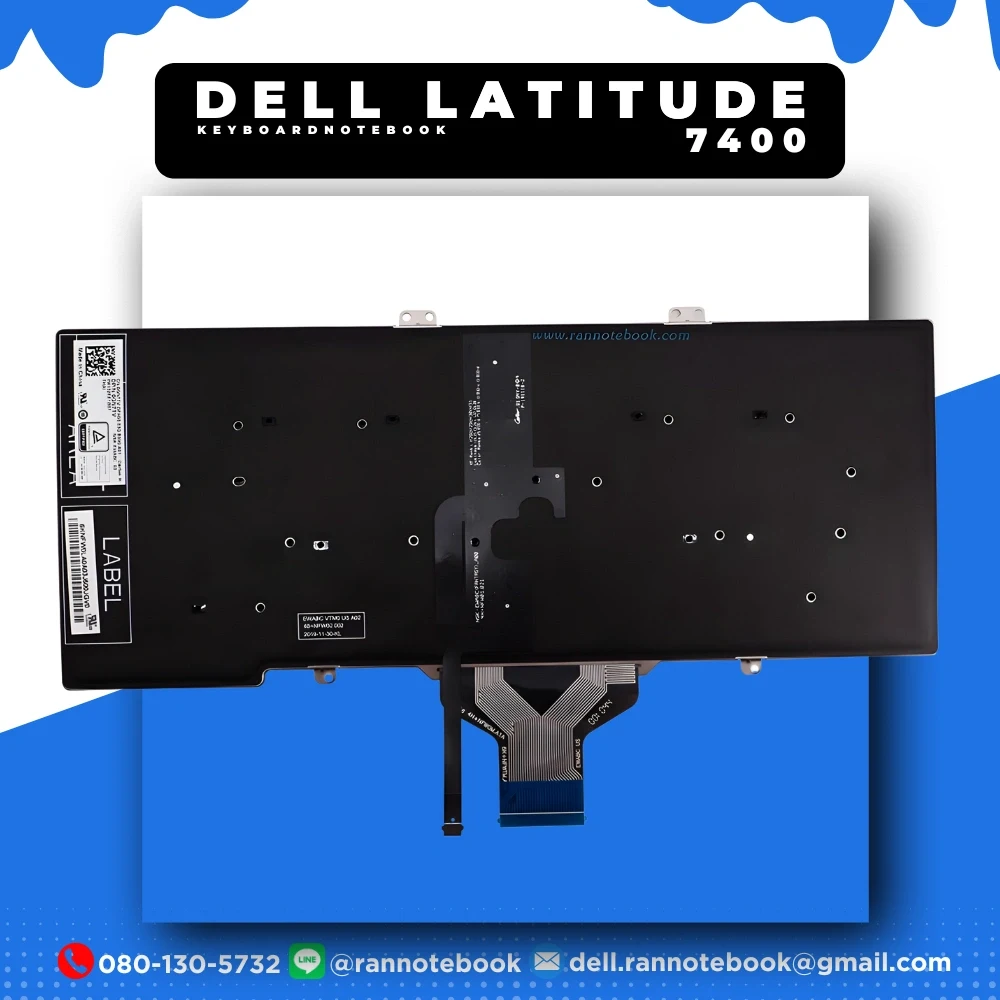 ใหม่ คีย์บอร์ดโน๊ตบุ๊ค Dell Latitude 7400 แท้รับประกันศูนย์ Dell
