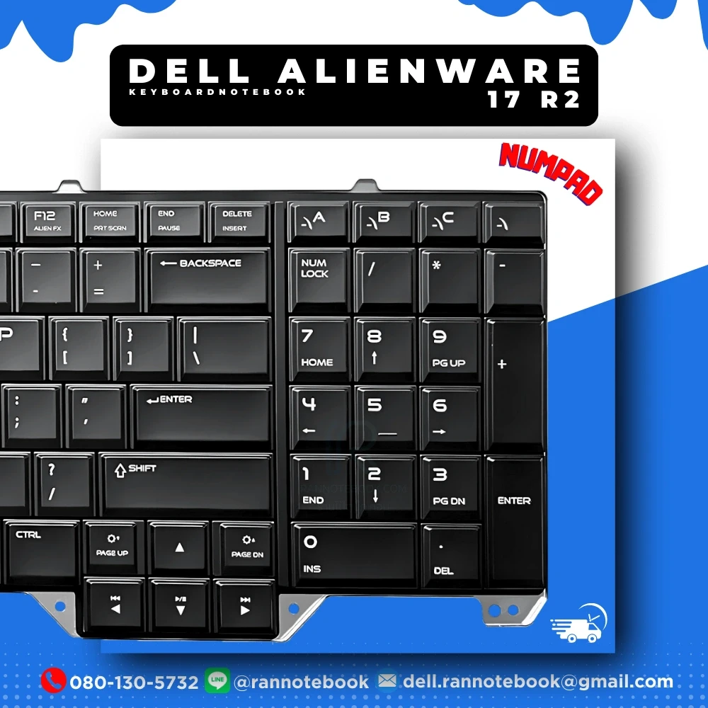 Keyboard Notebook Dell Alienware 17 R2 อังกฤษ แท้ประกันศูนย์ Dell
