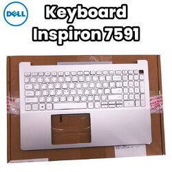 คีย์บอร์ดโน๊ตบุ๊ค Dell inspiron 7591 สีเงิน แป้นไทย-อังฤษ มีไฟ Keyboard Dell 7591 บอดี้ โน๊ตบุ๊ค Dell 7591 Palmrest Dell 7591 กรอบ โน๊ตบุ๊ค Dell 7591 แท้ ตรงรุ่น ประกันศูนย์ Dell Thailand