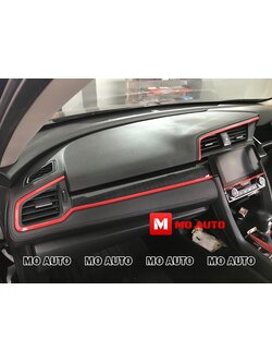 ครอบแผงคอนโคลหน้าคาร์บอนแถบแดง Type-R Style CIVIC FC / FK