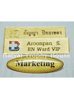 ป้ายชื่อวงรี เข็มกลัดชุบทองเคลือบนูน