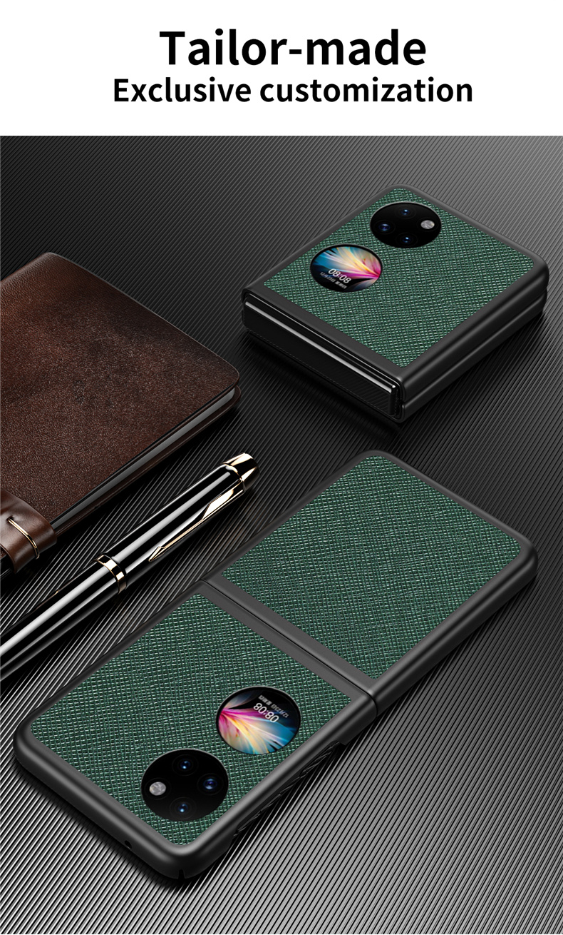 Case Huawei P50 Pocket # Pre-Order * เคสเคลือบหนัง PU ป้องกันรอยขีดข่วนและทนต่อการสึกหรอ พื้นผิวแบบกากบาทให้รูปลักษณ์ที่หรูหราและคลาสสิก *