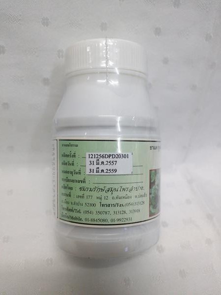 ยาแคปซูลสมุนไพร "หญ้าเอ็นยืด (ผักกาดน้ำ)" บรรจุขวดๆ ละ 100 แคปซูล