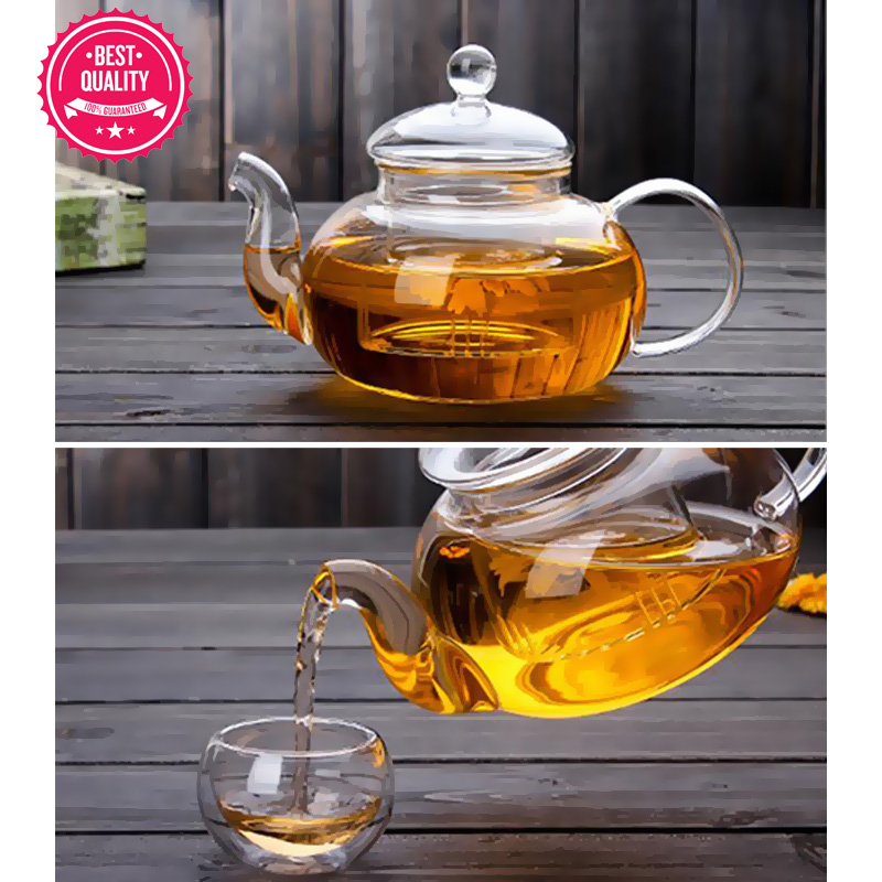 ชุดกาน้ำชาแก้วใส ขนาด 600 ml. และแก้วชาสองชั้น 50ml. รหัส DUO 04 - กาน้ำชาแก้วใส 600ml. 1 ใบ แก้วสองชั้น 50ml. 3 ใบ