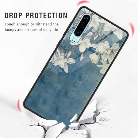 Case Huawei Mate 20 X / Pre-Order * เคสลายดอกไม้ซิลิโคนนุ่ม TPU + กระจกนิรภัยปกหลัง *