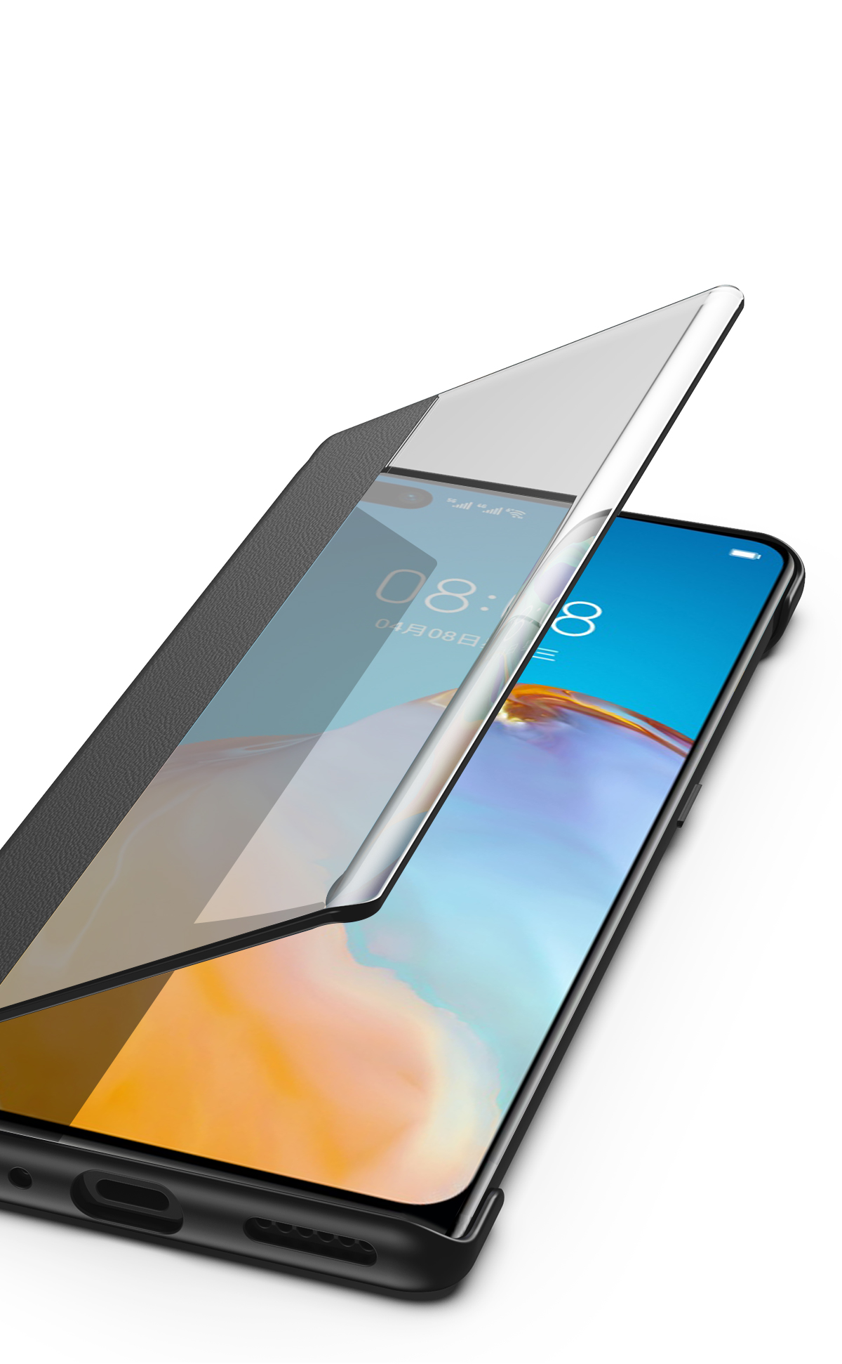 Case Huawei P40 Pro / Pre-order * เคสView Window Flip Leather Cover ทำจากวัสดุหนัง PC + PU หน้าต่างโปร่งแสงเพื่อการดูข้อมูลที่ง่าย *