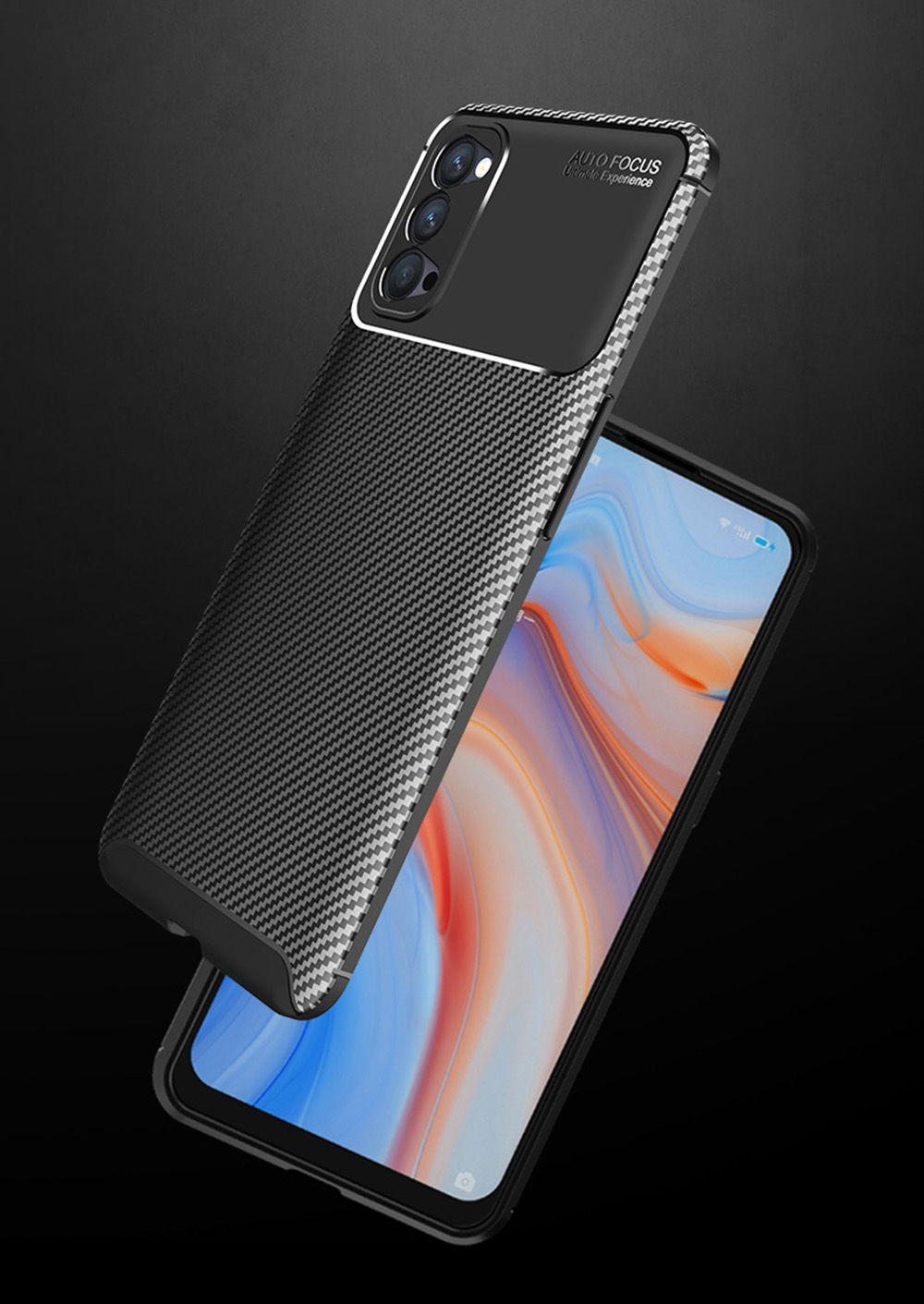 Case OPPO Reno4 5G / Pre-Order * เคสคาร์บอนไฟเบอร์กันกระแทก TPU อ่อนนุ่มยืดหยุ่นและทนทาน *