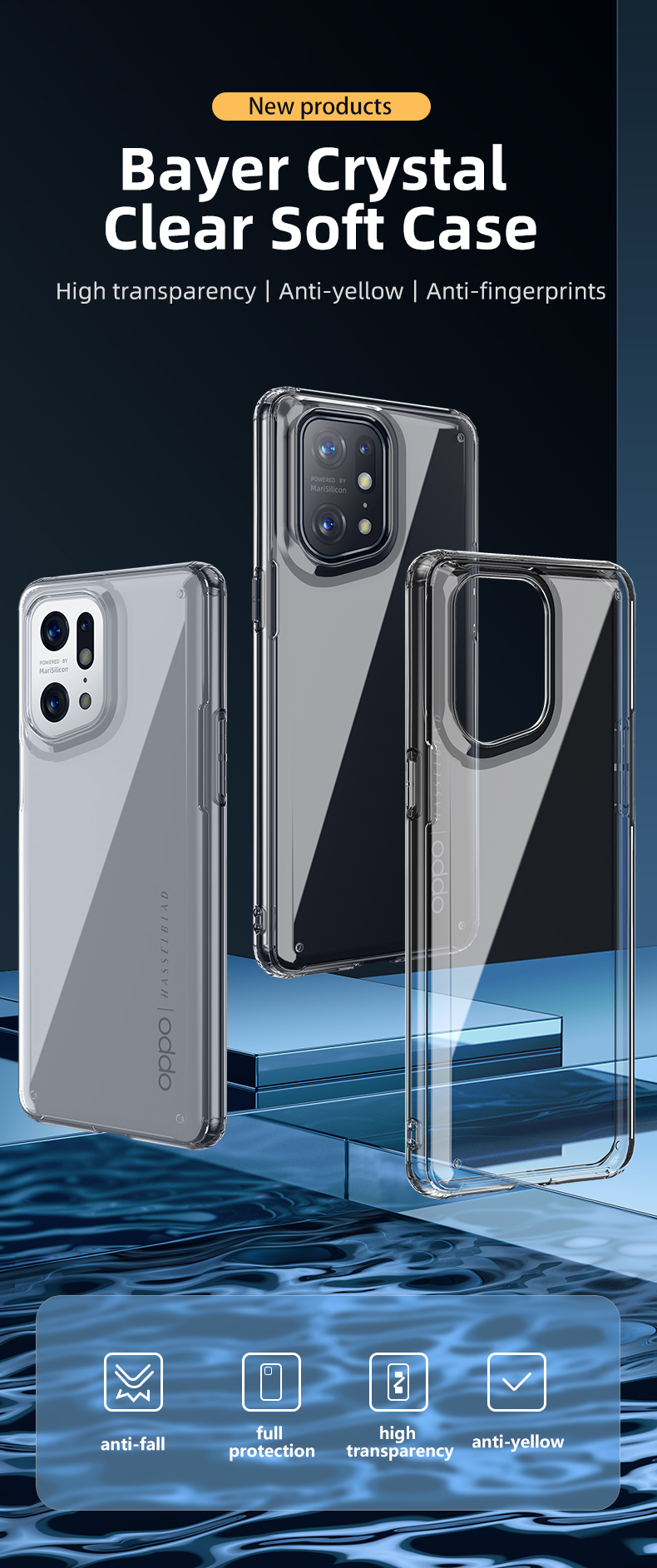 Case OPPO Find X5 Pro # Pre-Order * FUKELAI Crystal Clear Ultra-slim Soft TPU + Hard PC Shell *