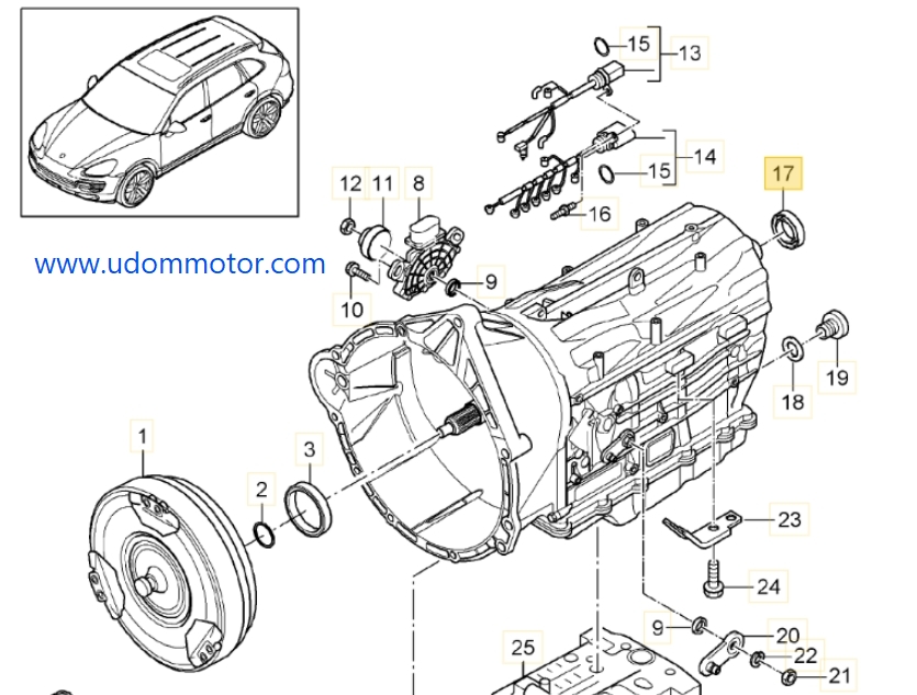 ซีลท้ายเกียร์ออโต้ CAYENNE (เบอร์ 17) ซีลเกียร์ออโต้ ซีลท้ายเกียร์ออโต้ (41X72X11)