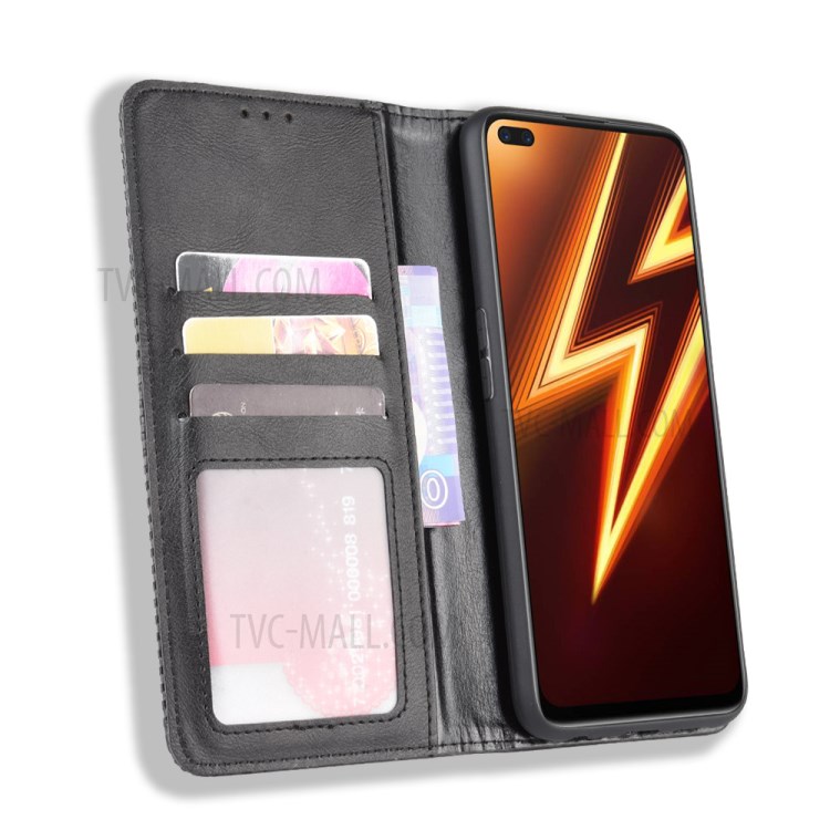 Case Realme X50 Pro 5G / Pre-Order * เคสวินเทจหนังดูดซับอัตโนมัติป้องกันพร้อมขาตั้งกระเป๋าสตางค์ *