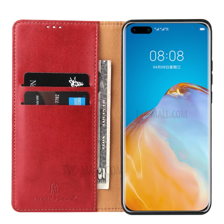 Case Huawei P40 Pro / Pre-order * Auto-ดูดซึมหนัง PU กระเป๋าสตางค์ปกขาตั้งสไตล์กระเป๋า: 2 ช่องเสียบการ์ด + 1 กระเป๋าเงินสด *