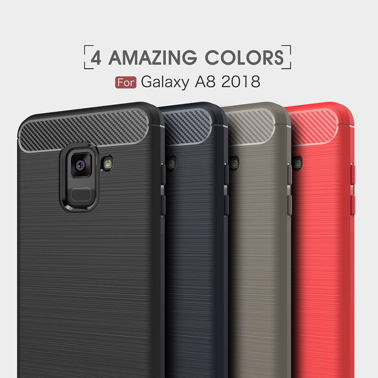 Case Samsung Galaxy A8 (2018) / Pre-Order * เคสเนื้อคาร์บอนไฟเบอร์แปรง TPU Soft *