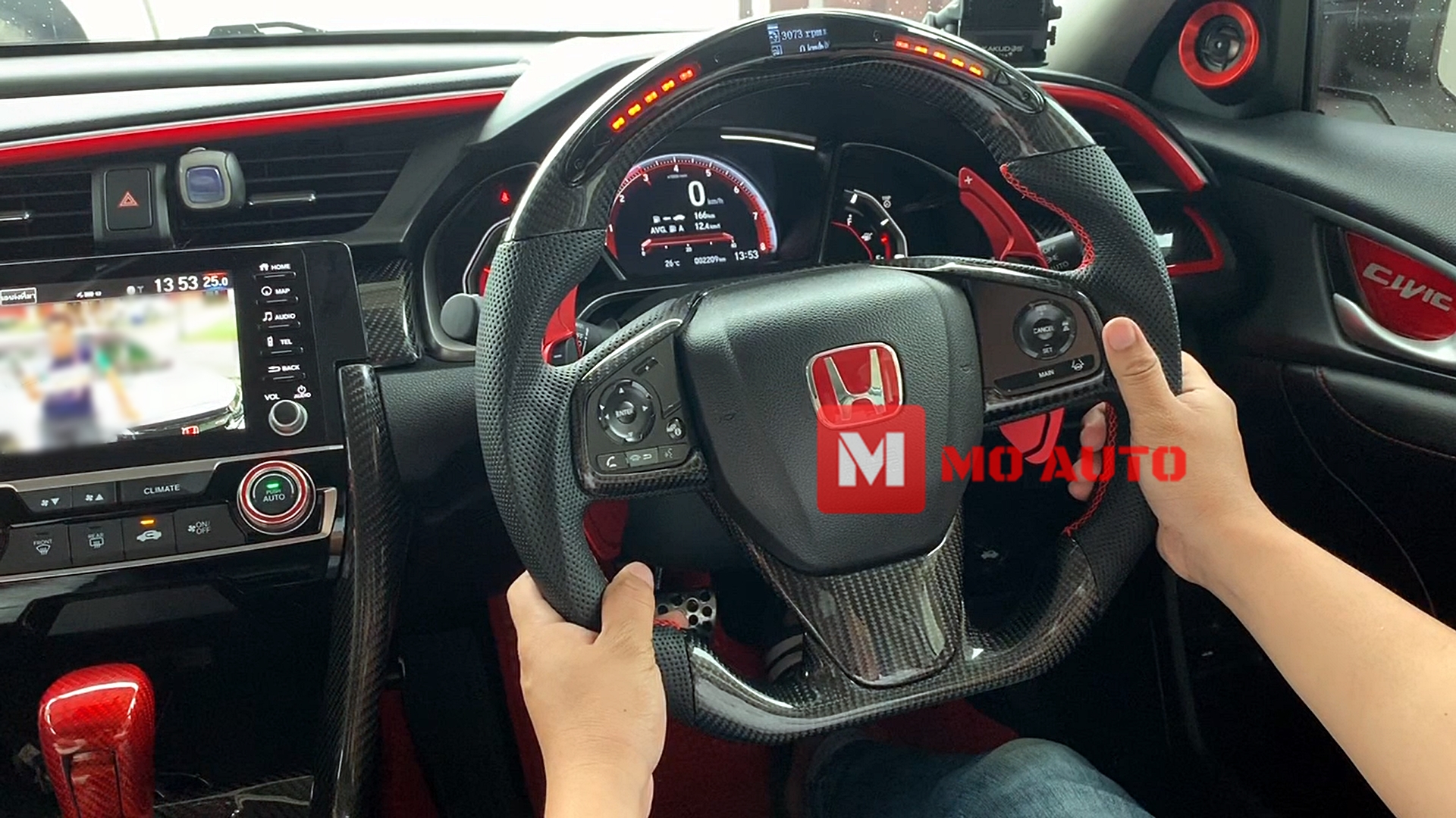 พวงมาลัย LED คาร์บอนแท้ พร้อมหน้าจอแสดงผล CIVIC FC / FK