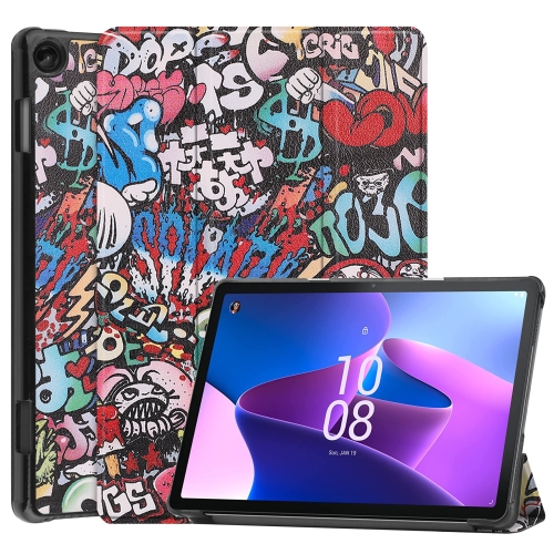 Case Lenovo Tab M10 Plus (3rd Gen) # Pre-order * 3 พับหัวเข็มขัดแม่เหล็ก Custer Texture Leather Smart Tablet *
