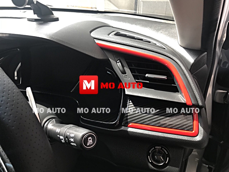 ครอบแผงคอนโคลหน้าคาร์บอนแถบแดง Type-R Style CIVIC FC / FK