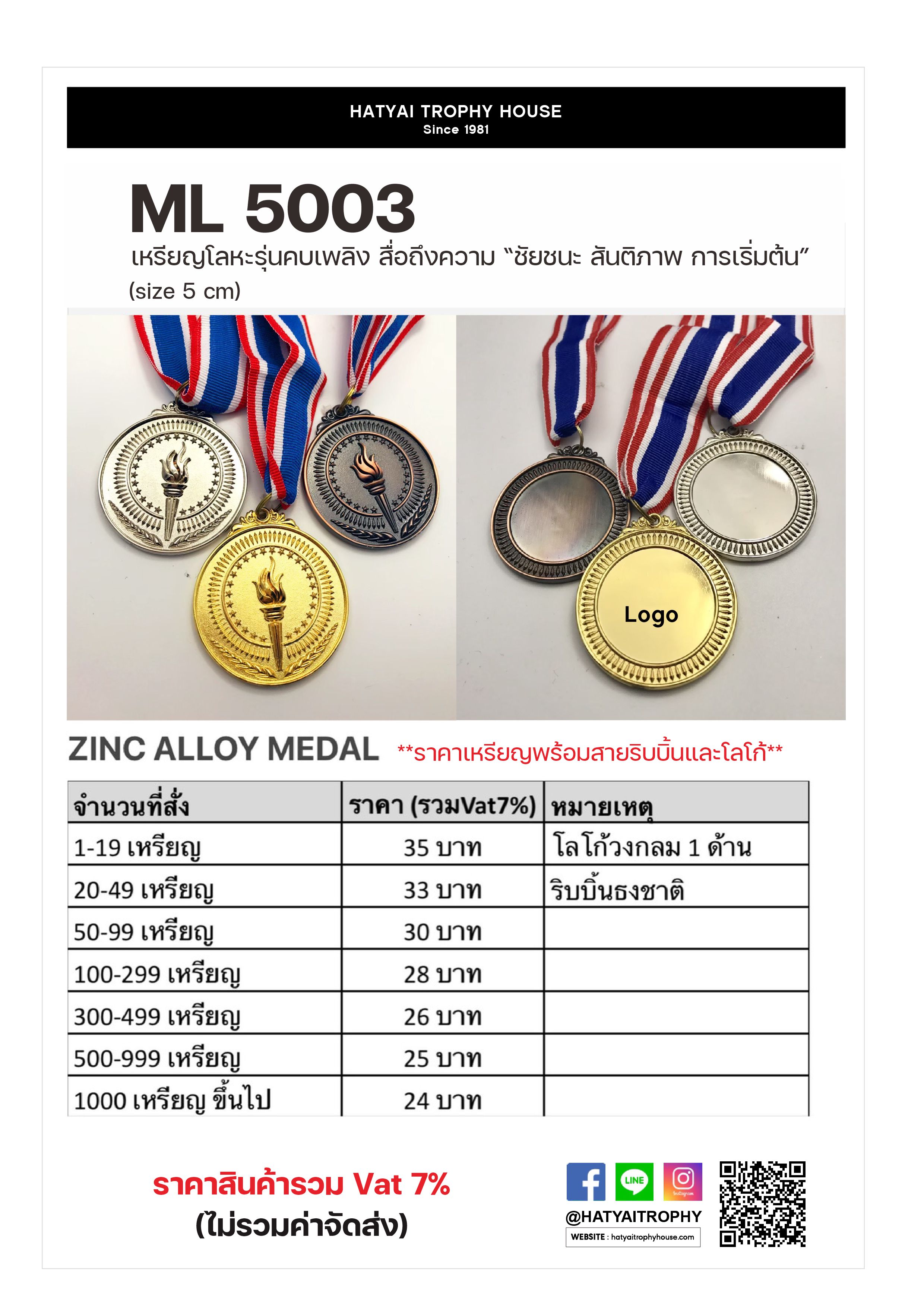 เหรียญรางวัลโลหะ ML5003