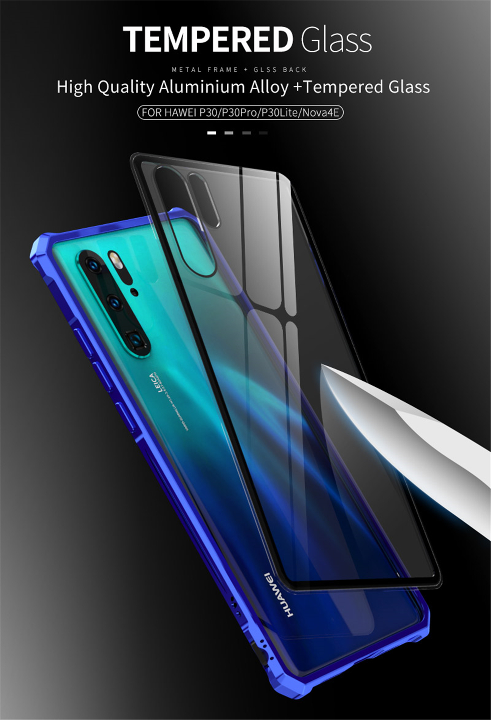 Case Huawei P30 Pro / Pre-Order * กรอบโลหะ + กระจกนิรภัยปกหลัง *