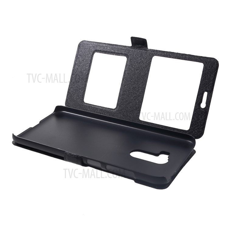 Case Xiaomi Pocophone F1 / พรีออเดอร์ *เคสผ้าไหมเนื้อหนังคู่หน้าต่างยืน การออกแบบหน้าต่างคู่ (ด้านบน: พลาสติก, ด้านล่าง: กลวง) *