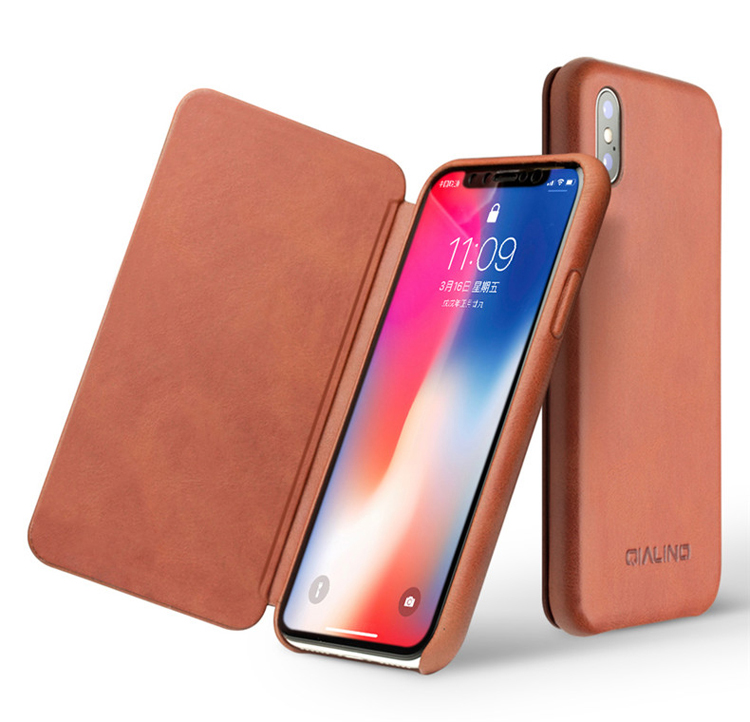Case iPhone X, iPhone XS # Pre-Order * QIALINO Auto-sleep / wake หนังแท้ชั้นบนสุดสไตล์ธุรกิจหรูหรา *