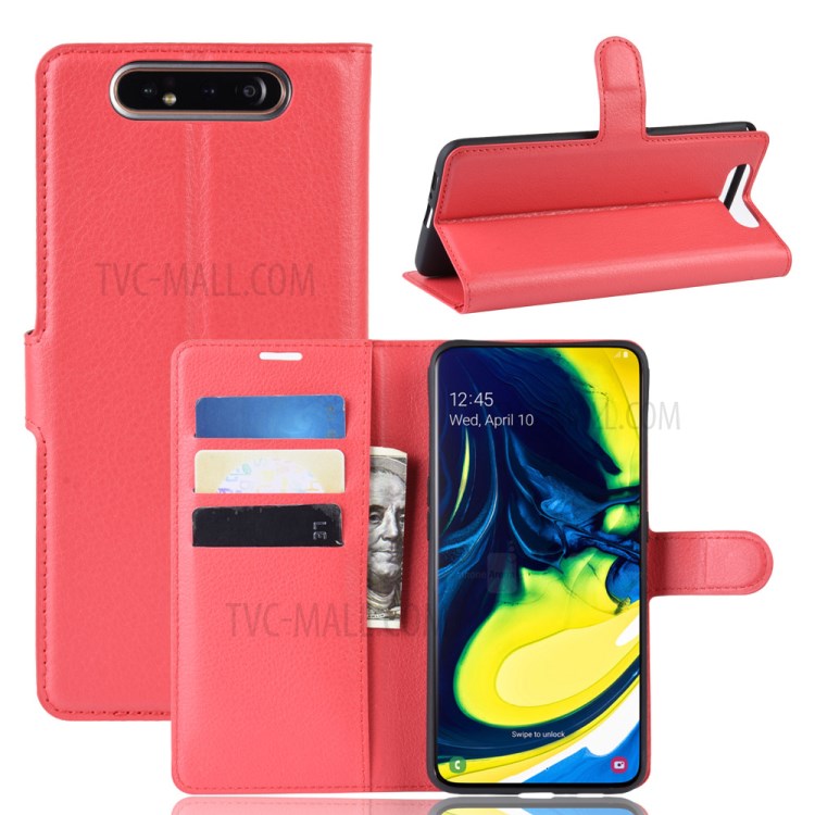 Case Samsung Galaxy A80, A90 / Pre-Order * เคสผิวลิ้นจี่ Wallet หนังยืน ช่องเสียบการ์ด และช่องใส่เงินสด *