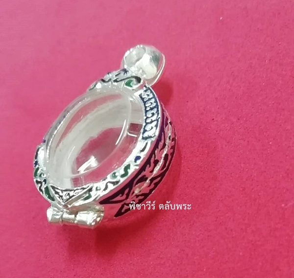 ตลับเงินลงยาใส่เหรียญทรงกลม ใส่เหรียญกอร์กอนได้