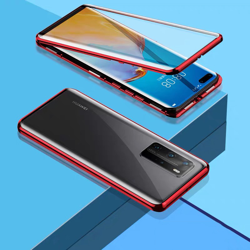 Case Huawei P40 Pro / Pre-order * เคสกรอบโลหะดูดซับแม่เหล็ก + กระจกปกหลัง Combo *