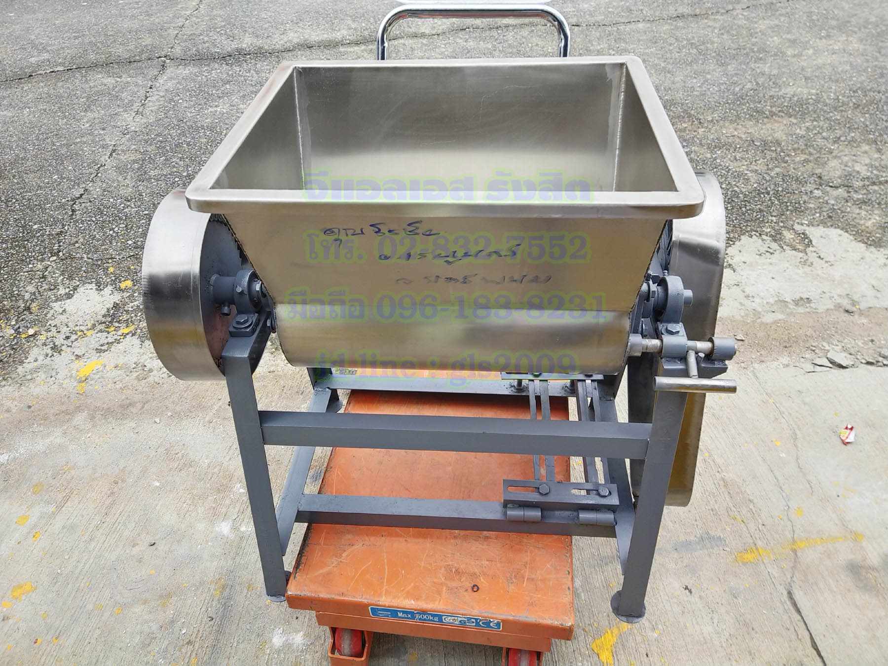 เครื่องนวดแป้งขนมจีนถังสแตนเลสอ๊าคก้อนแขนสแตนเลส