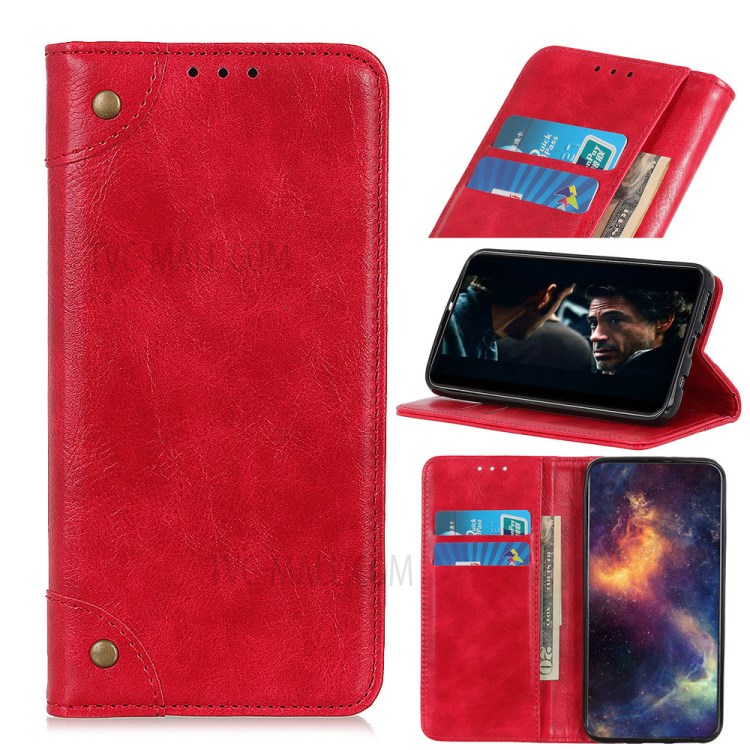 Case Samsung Galaxy A80, A90 / Pre-Order * เคสกระเป๋าสตางค์หนังแบบแยกส่วน Crazy Horse แต่งหมุด *