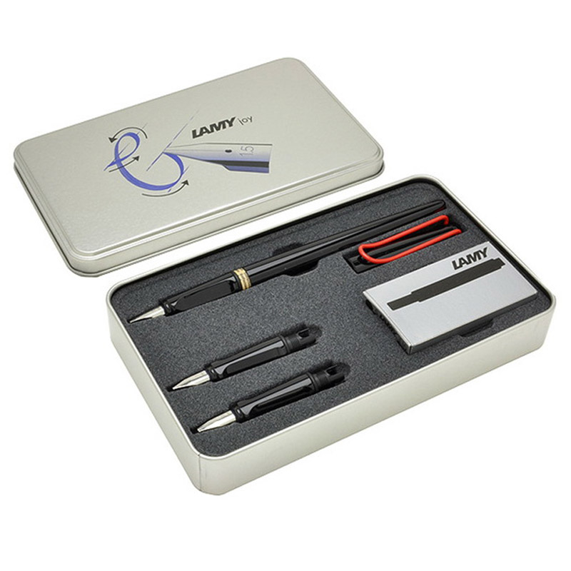Set LAMY joy calligraphy black red clip