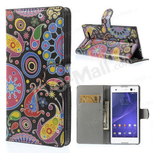 Case Sony Xperia C3 / Pre-order * เคสหนังที่มีสีสันลายดอก *