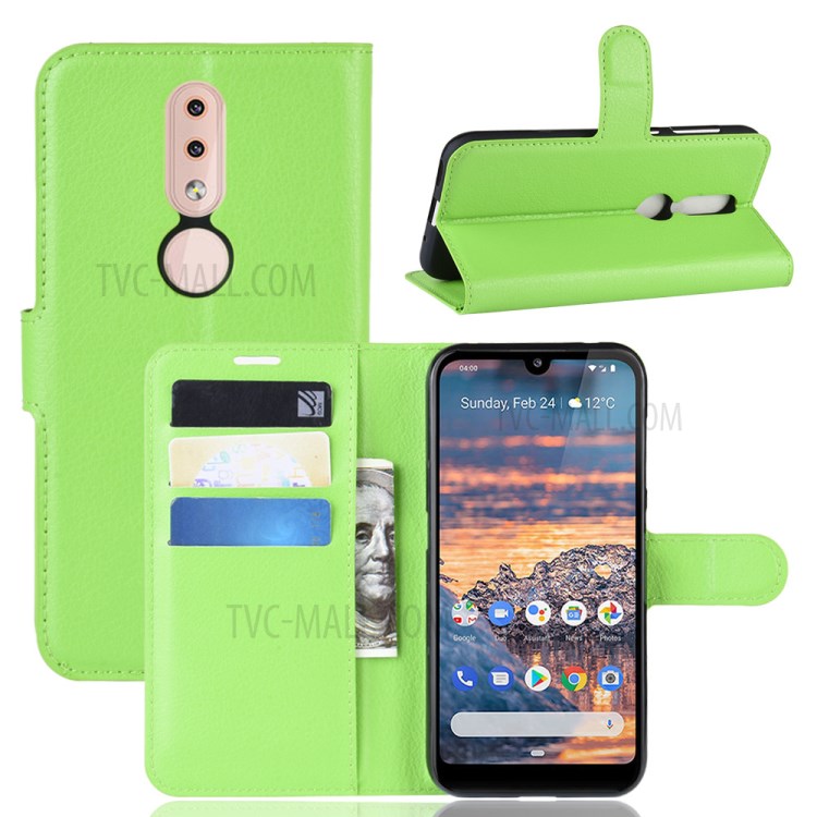 Case Nokia 4.2 / Pre-order * เคสมือถือ Litchi Skin PU Leather Stand สไตล์กระเป๋า: 3 ช่องเสียบการ์ด + กระเป๋าเงินสด 1 ช่อง *