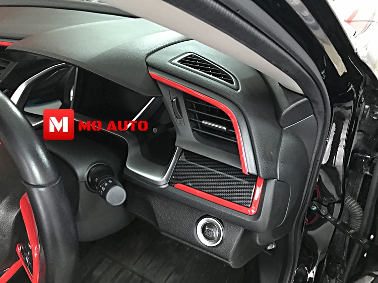 ครอบแผงคอนโคลหน้าคาร์บอนแถบแดง Type-R Style CIVIC FC / FK