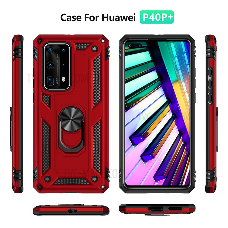 Case Huawei P40 Pro+ / Pre-order * เคส PC + TPU Combo Kickstand Armor Cell Phone Cover สร้างด้วยพลาสติกและวัสดุ TPU ป้องกันสองชั้น *