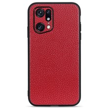 Case OPPO Find X5 Pro # Pre-Order * เคสหนังแท้เคลือบ Soft TPU + ฮาร์ดพีซีไฮบริดเคสโทรศัพท์ Litchi Texture Shell *