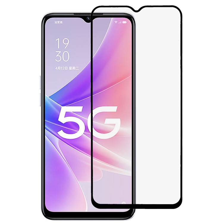 กระจกกันรอย OPPO A77 5G # Pre - Order * RURIHAI Full Coverage ฟิล์มกระจกอลูมิเนียมซิลิกอนชุบแข็งทุติยภูมิ, ขอบดำ *