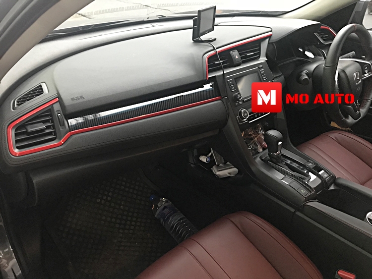 ครอบแผงคอนโคลหน้าคาร์บอนแถบแดง Type-R Style CIVIC FC / FK