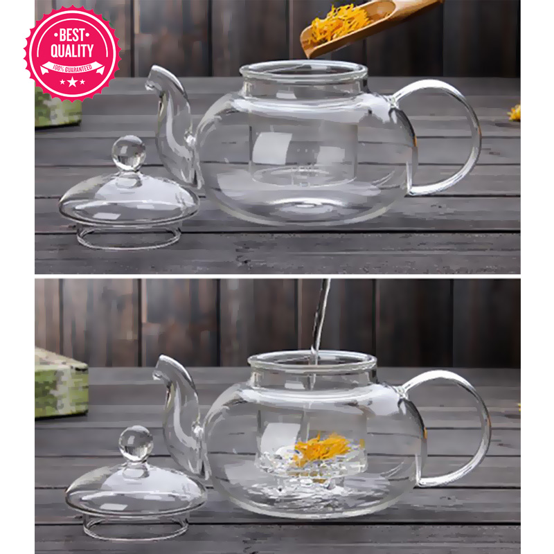 ชุดกาน้ำชาแก้วใส ขนาด 600 ml. และแก้วชาสองชั้น 50ml. รหัส DUO 04 - กาน้ำชาแก้วใส 600ml. 1 ใบ แก้วสองชั้น 50ml. 3 ใบ