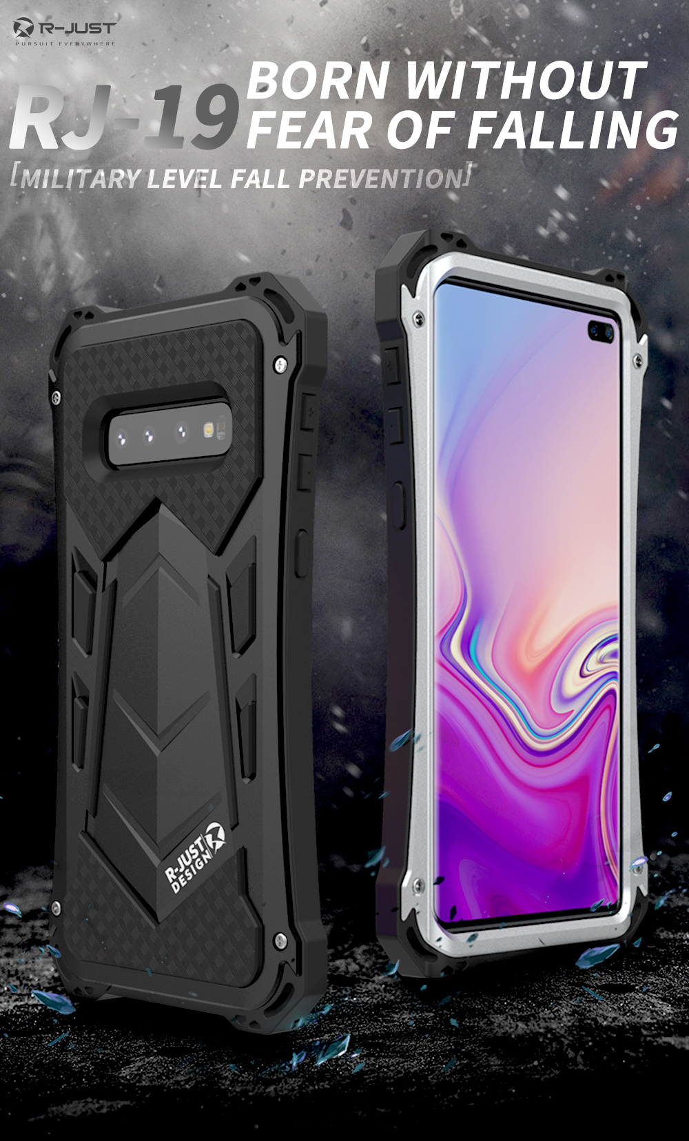 Case Samsung Galaxy S10 / Pre-Order * R-JUST กันกระแทกกันฝุ่นเคสไฮบริดกันน้ำ อลูมิเนียมอัลลอยด์ + วัสดุซิลิโคน *