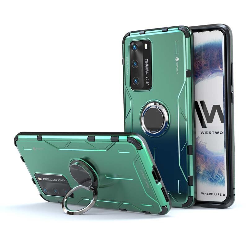 Case Huawei P40 Pro / Pre-order * เคสอลูมิเนียมโลหะหรูหราซิลิโคนปกคลุมกันกระแทกโทรศัพท์เกราะกลับปก + แหวน *