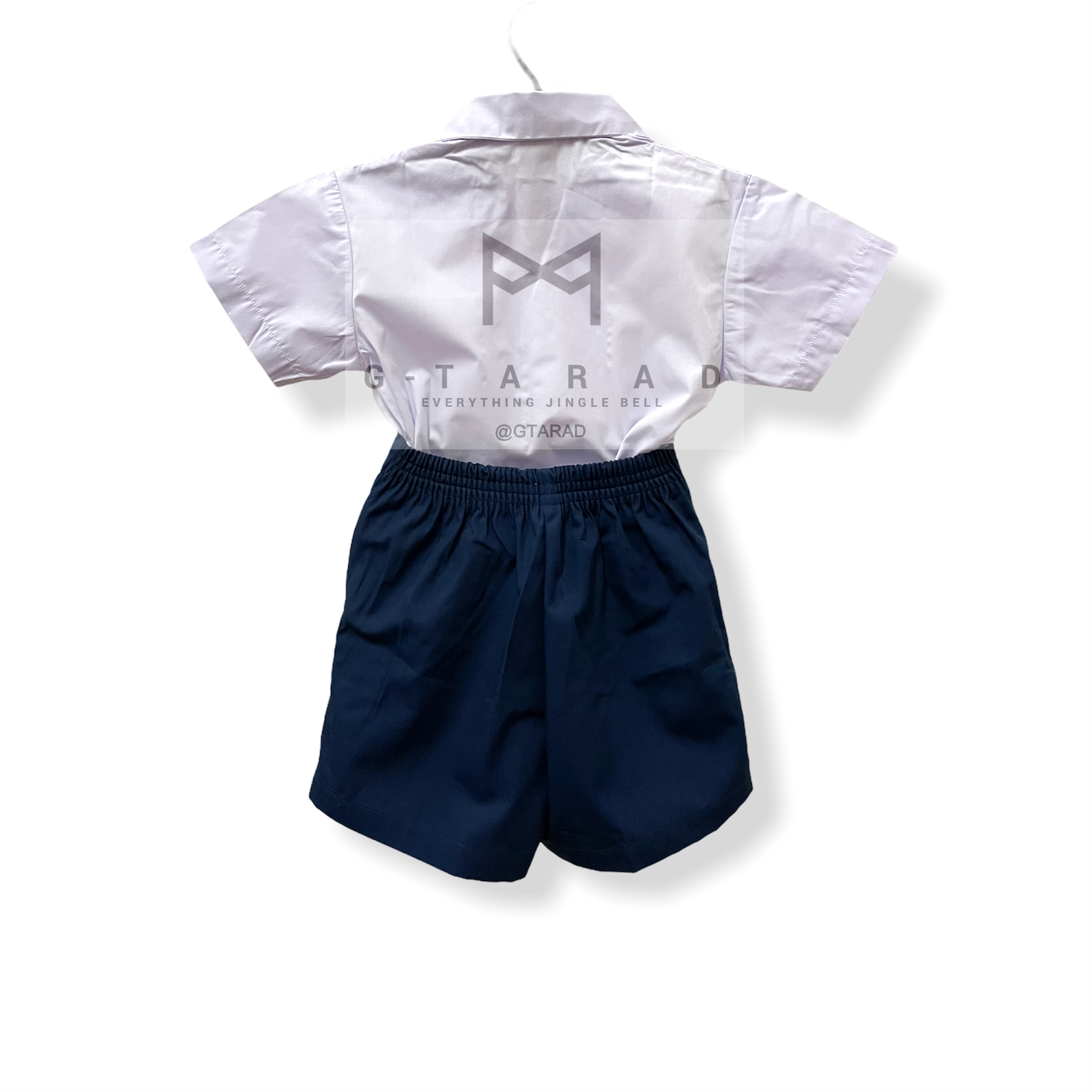 ชุดนักเรียนอนุบาลชาย คอฮาวาย กางเกงกรมอ่อน เอวยางหลัง