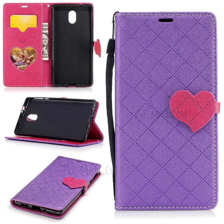 Case Nokia 3 / Pre-order * เคสหนังกระเป๋าสตางค์หัวใจรักสีตัดกัน *