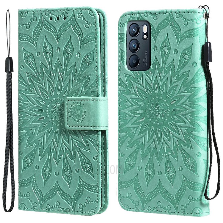 Case OPPO Reno6 5G # Pre-Order * เคสกระเป๋าสตางค์หนังพิมพ์ลายดอกทานตะวัน แบบป้องกันรอบด้านพร้อมขาตั้ง *