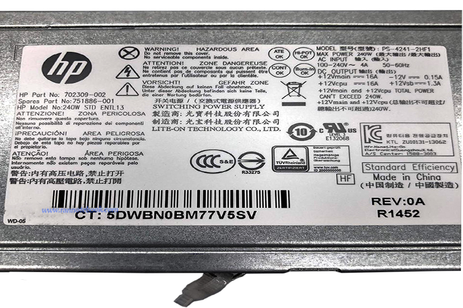 ใหม่ Power Supply HP ProDesk 800 G1 SFF 240W PSU HP 800 G1 SFF