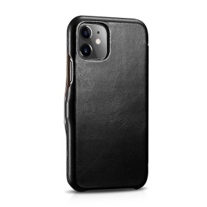 Case iPhone 11 # Pre-order * ICARER สไตล์วินเทจ Crazy Horse หนังแท้ Folio Flip *