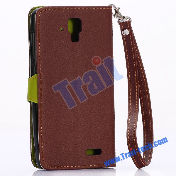 Case Lenovo A536 / Pre-order * เคสหนังผิวลิ้นจี่ ปิดด้วยรูปใบไม้ *