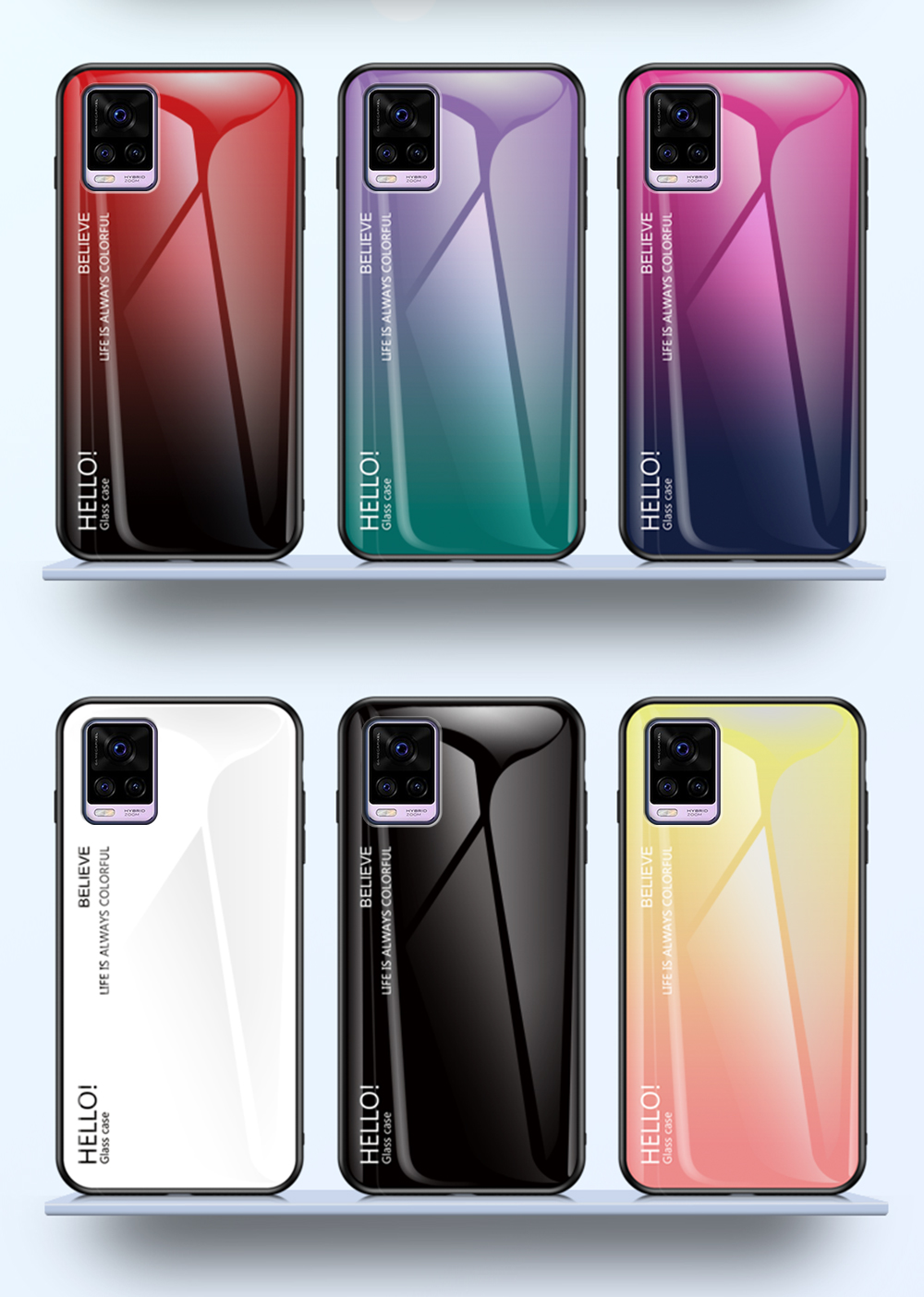 Case Vivo V20 / Pre-Order * เคส Soft TPU ขอบ + สีไล่โทนสีกระจกนิรภัย *
