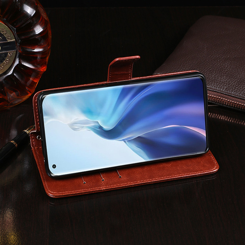 Case Xiaomi Mi 11 5G # Pre-Order * IDEWEI เคสมือถือหนังพร้อมการออกแบบกระเป๋าสตางค์ Folio Flip *