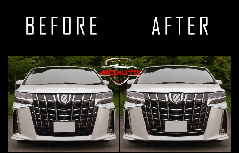 คิ้วกระจังหน้าล่างสแตนเลท ALPHARD MC