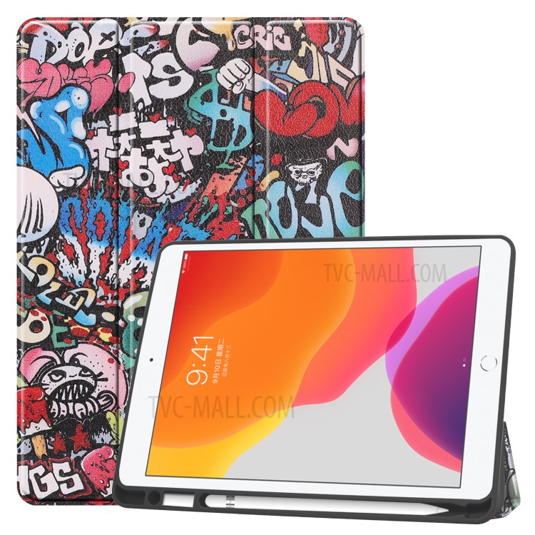 Case Apple iPad 10.2 (2019) / Pre-Order * รูปแบบการพิมพ์เคสหนังแท็บเล็ตสมาร์ทโฟน 3- พับ แบบมีช่องใส่ดินสอ *