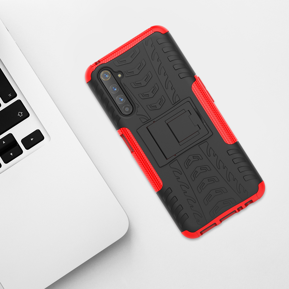 Case Realme 6 Pro / Pre-Order * เคสยางกันลื่นรูปแบบ Cool Tire PC + TPU Combo พร้อมขาตั้ง *